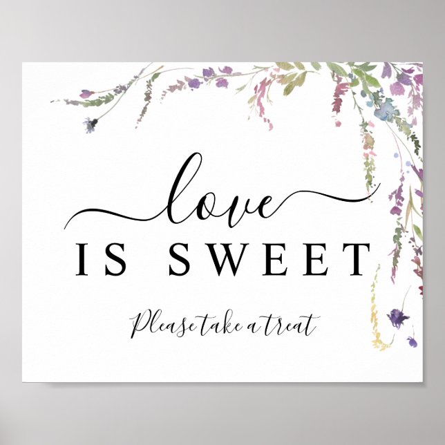 Poster Primavera Wildflower Weding Love is Sweet Sign (Frente)