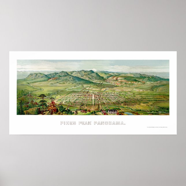 Póster Primaveras do Colorado, CO Panorâmica Map - 1890 (Frente)