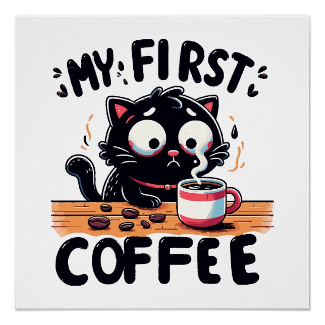 Póster Primeira Aventura com Café Preto (Frente)