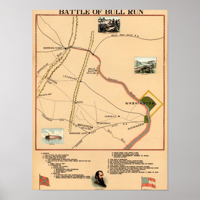 Póster Primeira Batalha de Bull Run - Guerra Civil Panorâ (Frente)