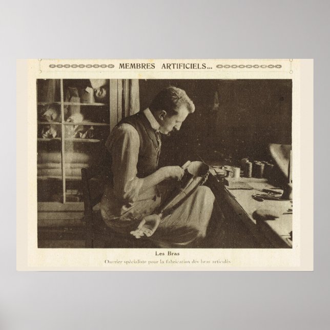 Póster Primeira Guerra Mundial, França, próteses Fazeres (Frente)