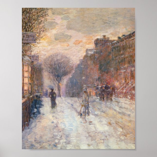 Poster Primeira Noite Após Neve (Hassam 1906) (Frente)