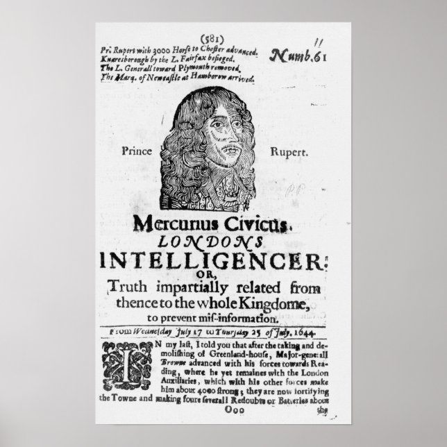 Póster Primeira página do "Mercurius Civicus" (Frente)