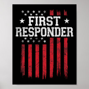 Poster Primeira Resposta Orgulhosa Bandeira Americana Usa
