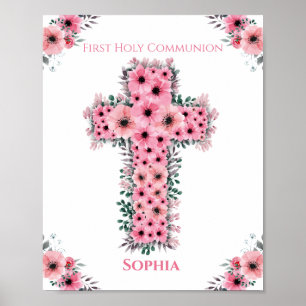 Poster Primeira Sagrada Menina Rosa, Flor Rosa, Chic
