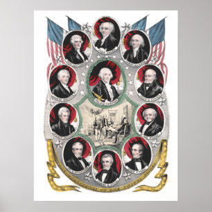 Póster Primeiras dez Presidentes dos Estados Unidos