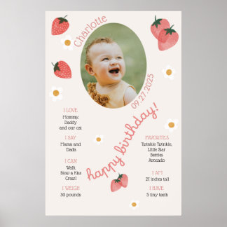 Poster Primeiro Aniversário da Berry Marco de Morango Men