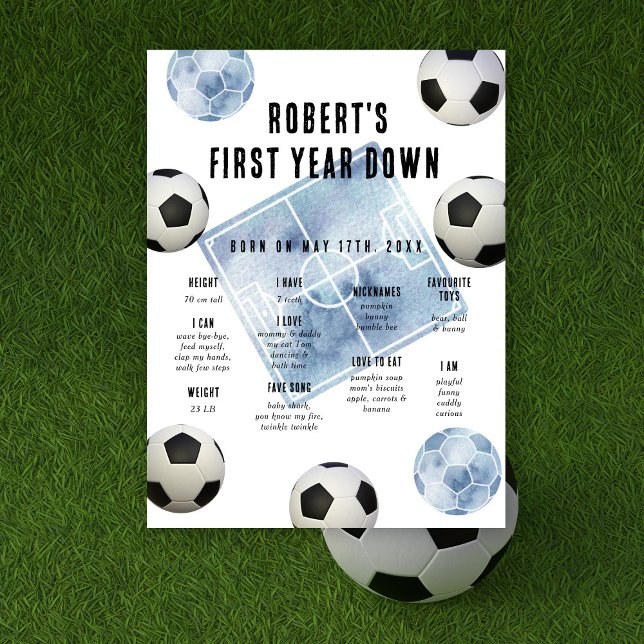 Poster Primeiro aniversário de futebol Marco do primeiro  (Criador carregado)