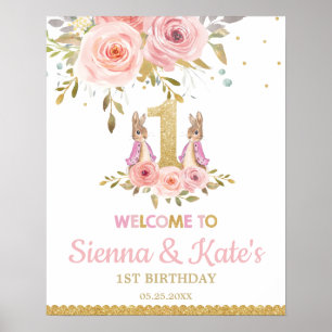 Poster primeiro aniversario de Garotas Gêmeas do Coelho