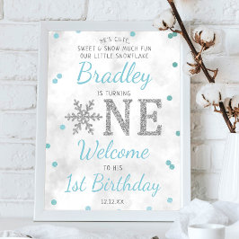 Poster Primeiro aniversario de inverno Snowflake bem-vind