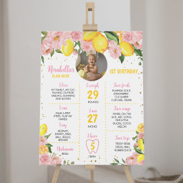 Poster Primeiro aniversario de Lemon, Moça Floral Rosa