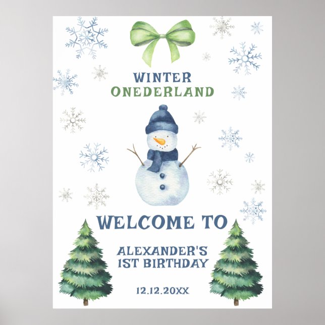 Poster Primeiro aniversario de Winter Onederland Snowman (Frente)