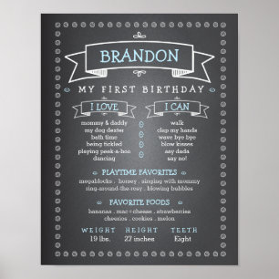 Póster Primeiro Aniversário do Chalkboard Baby Conselho