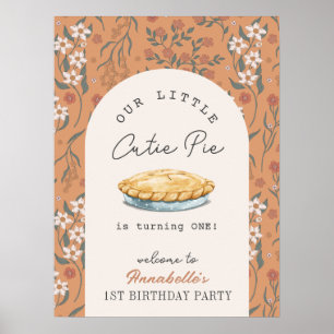 Poster Primeiro aniversario Floral Laranja de Pie Cutie B