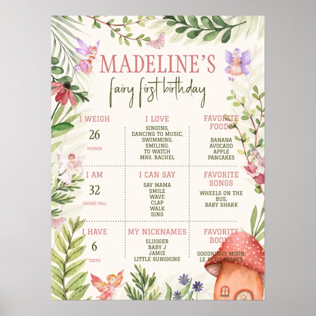 Poster primeiro aniversario Milestone Fairy First (Frente)