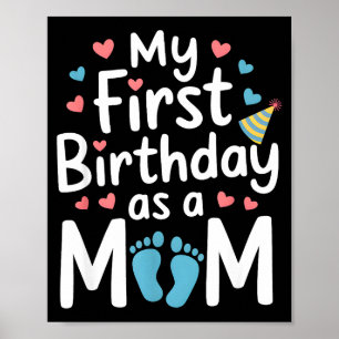 Poster Primeiro aniversário nova mamãe bebê festa feliz d