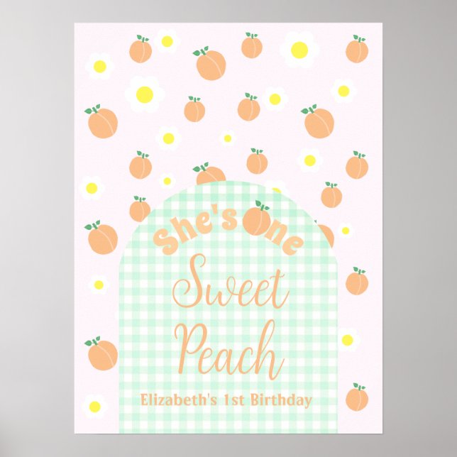 Poster Primeiro aniversario Peach doce (Frente)