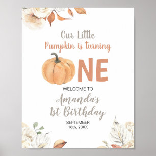 Poster Primeiro aniversario Russo Laranja Pumpkin Bem-vin