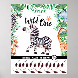 Poster Primeiro aniversario Safari Animal Zebra Selvagem 