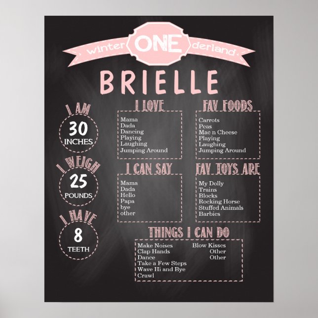 Poster Primeiro aniversario Winter ONEderland 16x20 (Frente)