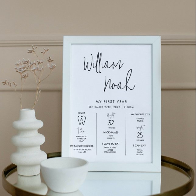 Poster Primeiro Ano de Aniversário Minimalista (Criador carregado)