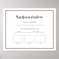 Primeiro Certificado de Corte de Cabeça Bebê