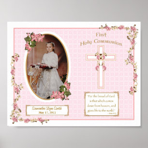 Poster Primeiro comunhão santamente 11x14 personalizado