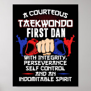 Poster Primeiro Dan Taekwondo Gift 5 Tenets Oath Belt Nív