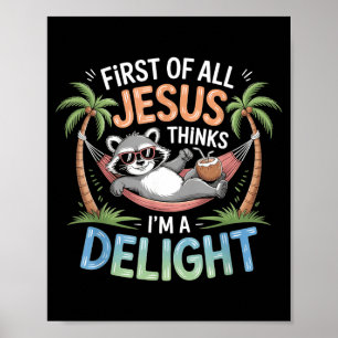 Poster Primeiro De Jesus Acha Um Guaxinim Divertido Encan