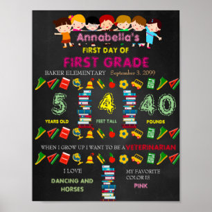 Póster Primeiro dia da MENINA DE PRIMEIRO GRAU, do preto