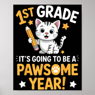 Poster Primeiro Dia de Aula Ano Incrível Gato 1ª Série