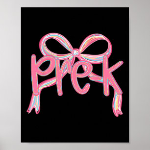 Poster Primeiro Dia De Aula Pré-escolar Meninas Laço Rosa