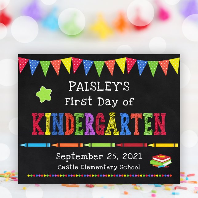 Poster Primeiro Dia de Chalkboard Do Jardim Infantil (Kindergarten First Day Of School Chalkboard Sign)