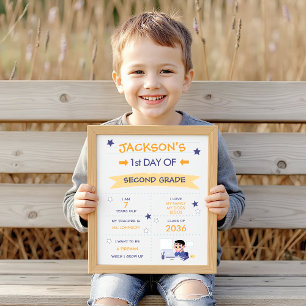 Poster Primeiro dia de escola para meninos