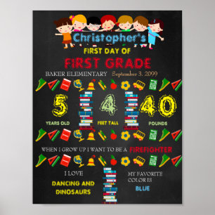 Póster Primeiro dia do MENINO DE PRIMEIRO GRAU, do preto