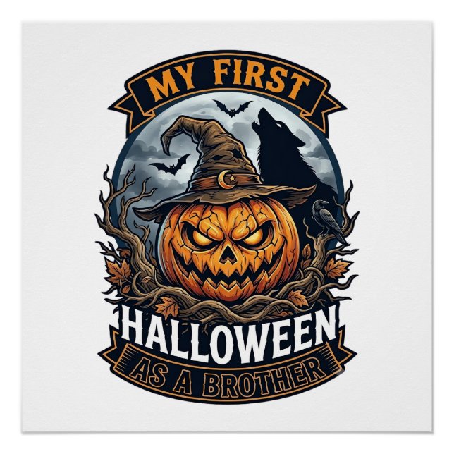 Póster Primeiro Halloween Como Irmão Pumpkin Wolf Moon_1 (Frente)