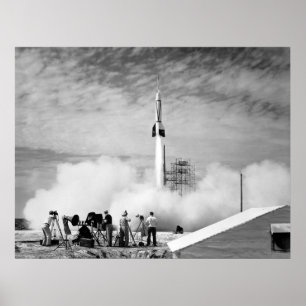 Póster Primeiro lançamento de Rocket, Cabo Canaveral,