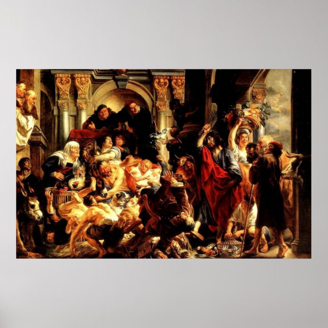 Poster Primeiro Limpeza de Jesus do Templo (John 2:13) (Frente)