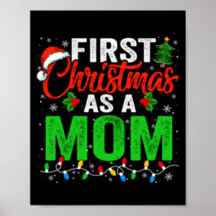 Poster Primeiro Natal como uma Mamãe Luzes de Natal Novo 