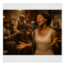 Póster Primeiro Registro de Gravação de Cantora de Blues