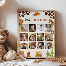 Poster Primeiro Rodeo Cowboy Birthday - Sinal de Mileston