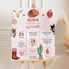 Poster Primeiro Rodeo Cowgirl Aniversário Milestone Poste