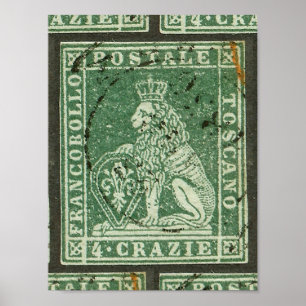 Poster Primeiro selo postal - Toscana (1851)