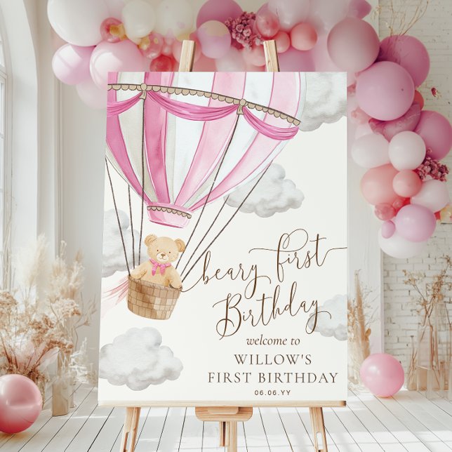 Poster Primeiro sinal de boas-vindas do Urso Rosa-Rosa (Criador carregado)