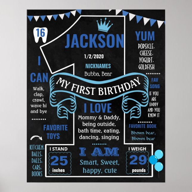Poster Primeiro sinal de marco de aniversário para um men (Frente)
