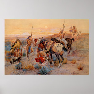 Poster Primeiro vagão Trilha de Charles M. Russell (1908