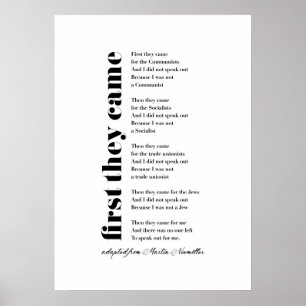 Poster Primeiro vieram por Martin Niemöller