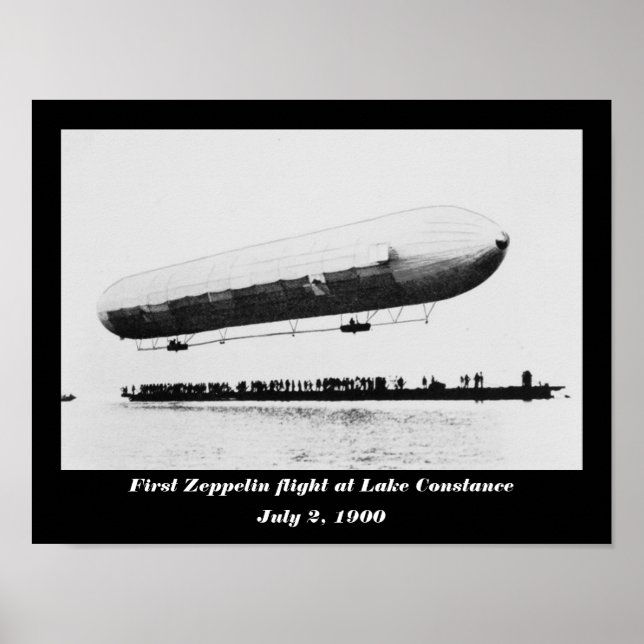 Póster Primeiro voo Zeppelin no lago Constance (Frente)