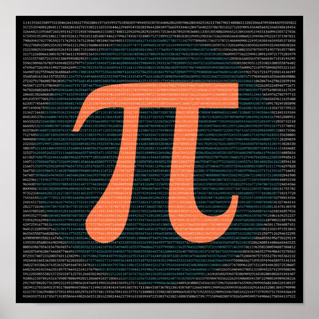 Poster Primeiros 10.000 dígitos de Pi em azul e laranja (Frente)