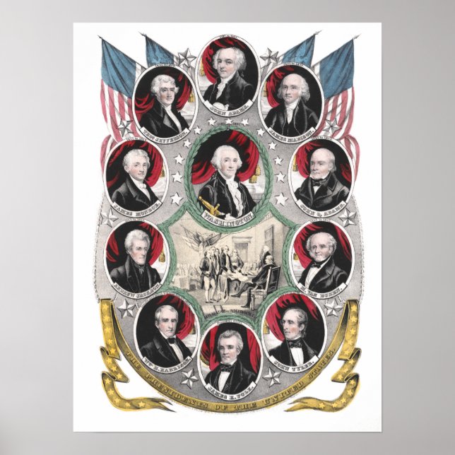 Póster Primeiros Dez Presidentes dos Estados Unidos (Frente)